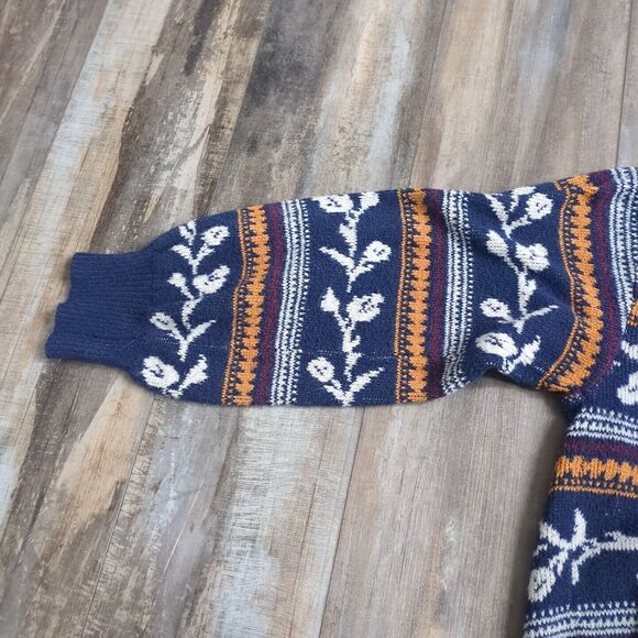 St John's Bay Back Button Mock Neck Blue Pattern Boho Chic Sweater XL NWOT - Picture 7 of 7